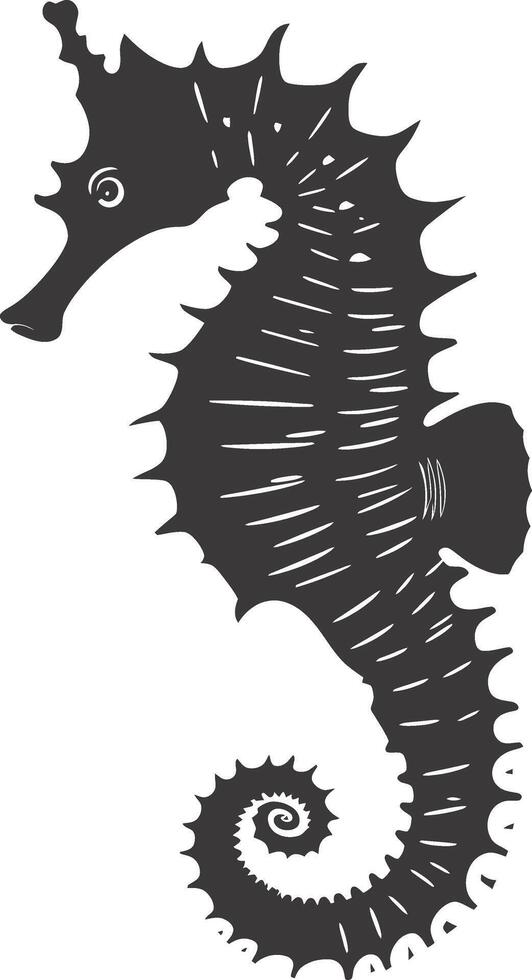 ai gegenereerd silhouet zeepaardje dier zwart kleur enkel en alleen vol lichaam vector