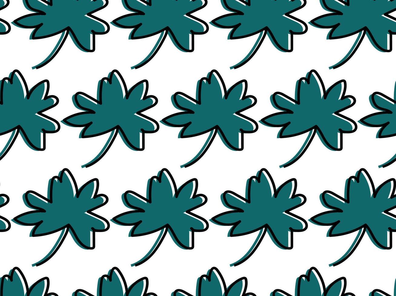 naadloos hand getekend groen tropisch bladeren achtergrond patroon vector