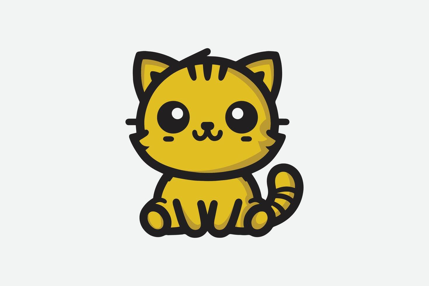 schattig kat mascotte geel karakter tekenfilm logo vector