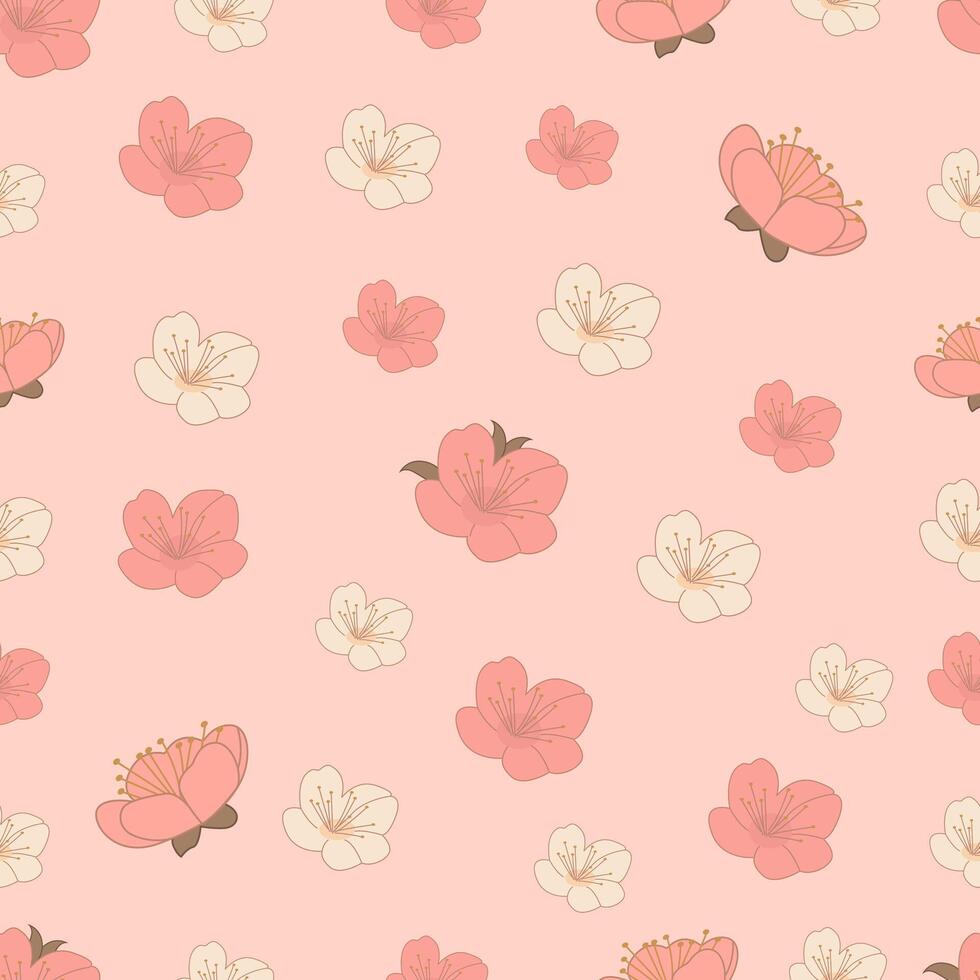 schattig perzik bloemen naadloos patroon. liefde achtergronden voor moeder dag. roze liefde bloem achtergrond vector