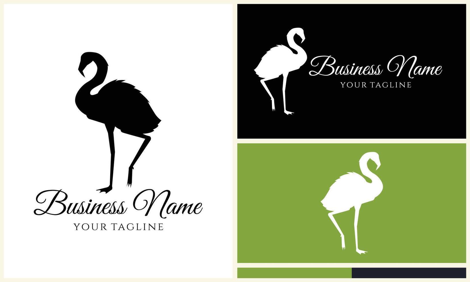 silhouet flamingo vector logo sjabloon