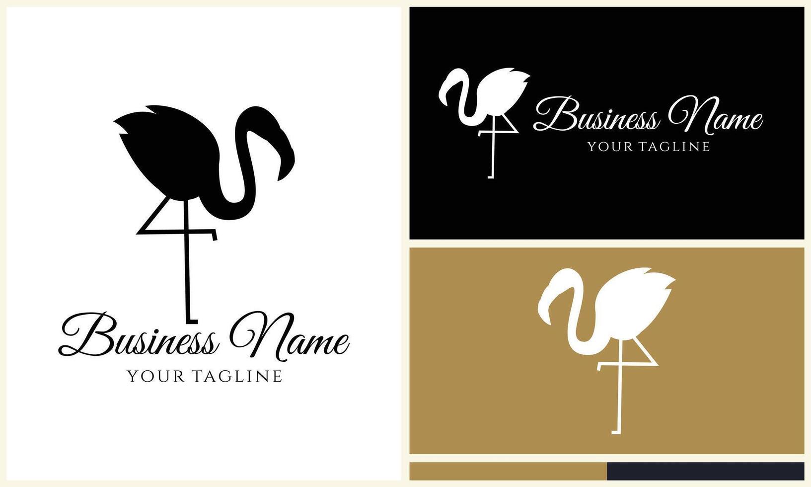 silhouet flamingo vector logo sjabloon