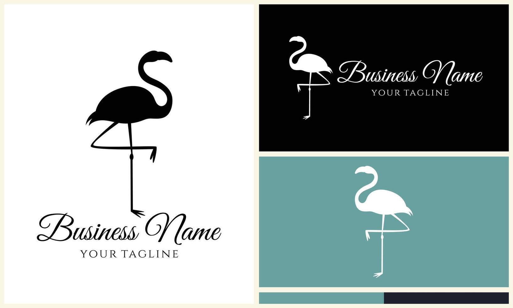 silhouet flamingo vector logo sjabloon