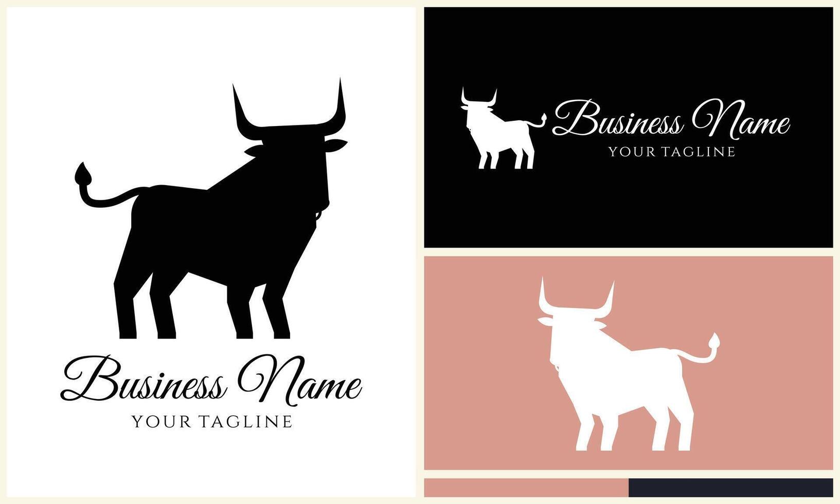 silhouet buffel stier bizon logo vector