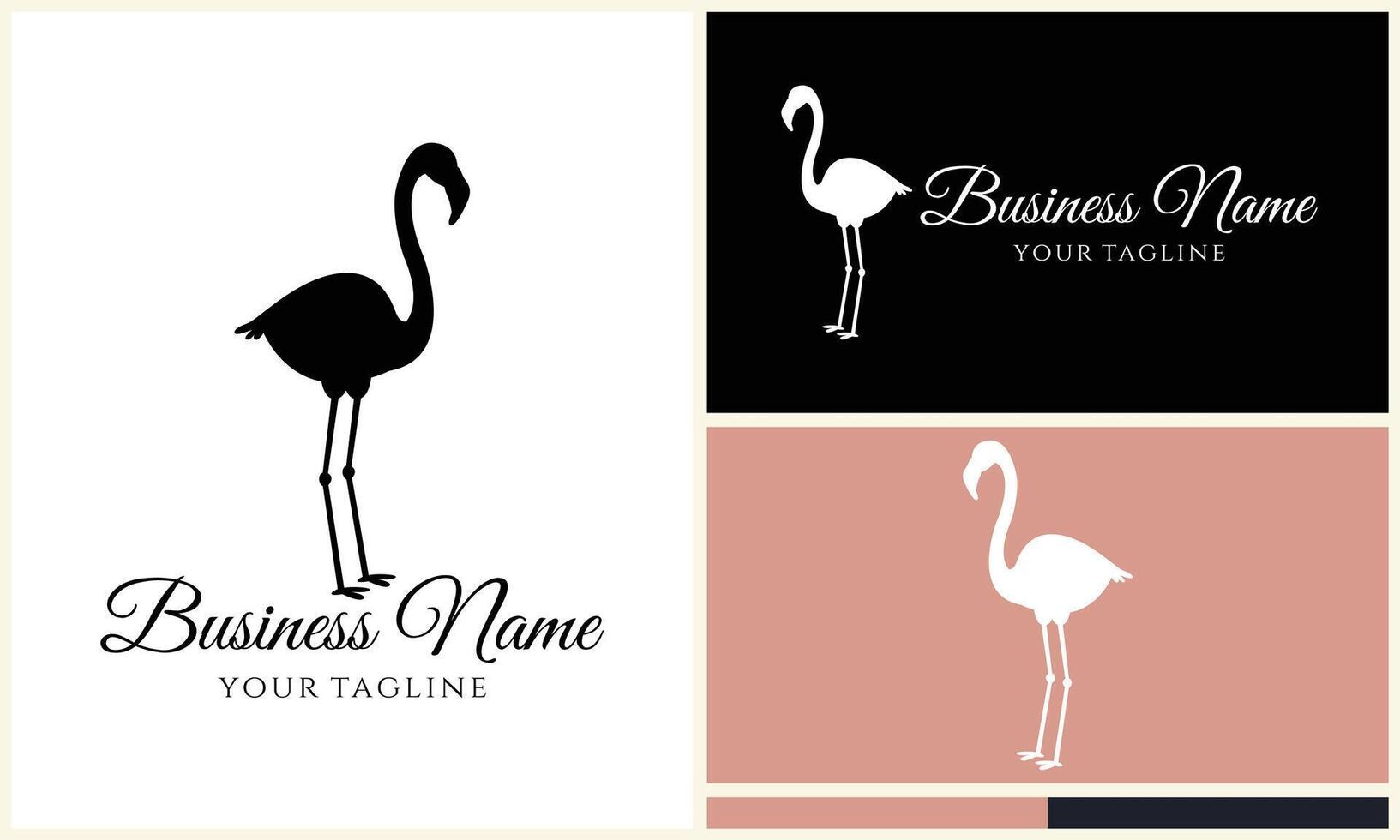 silhouet flamingo vector logo sjabloon