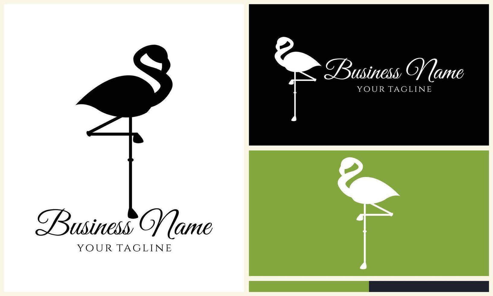 silhouet ooievaar flamingo logo sjabloon vector