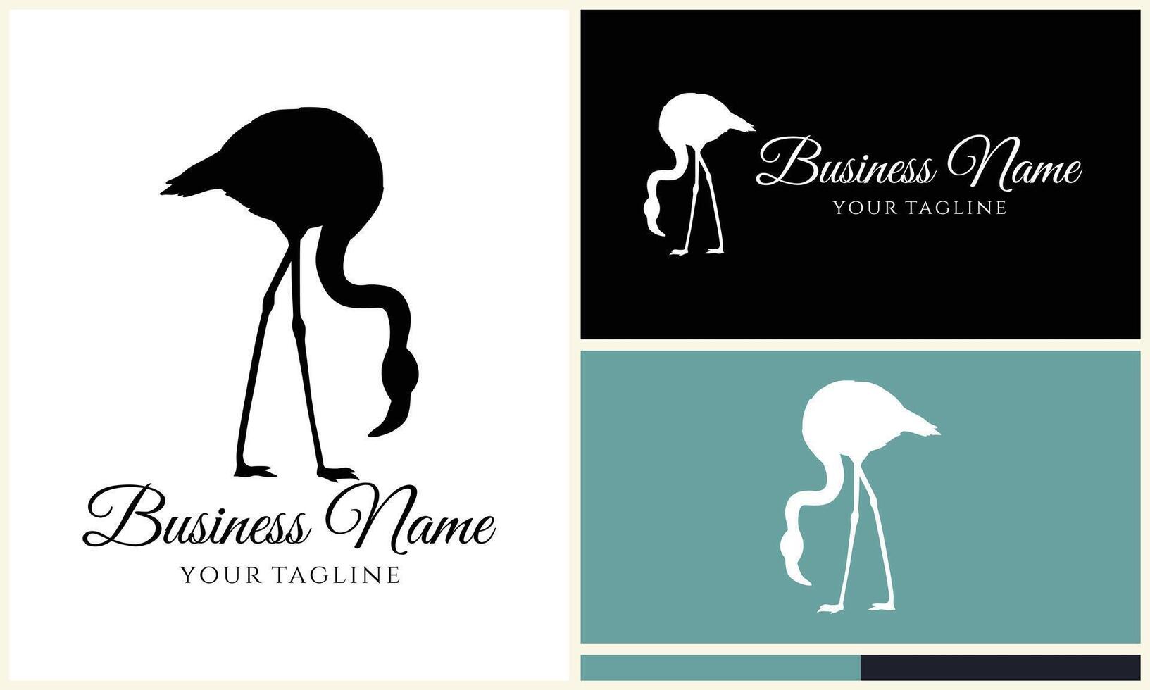 silhouet ooievaar flamingo logo sjabloon vector