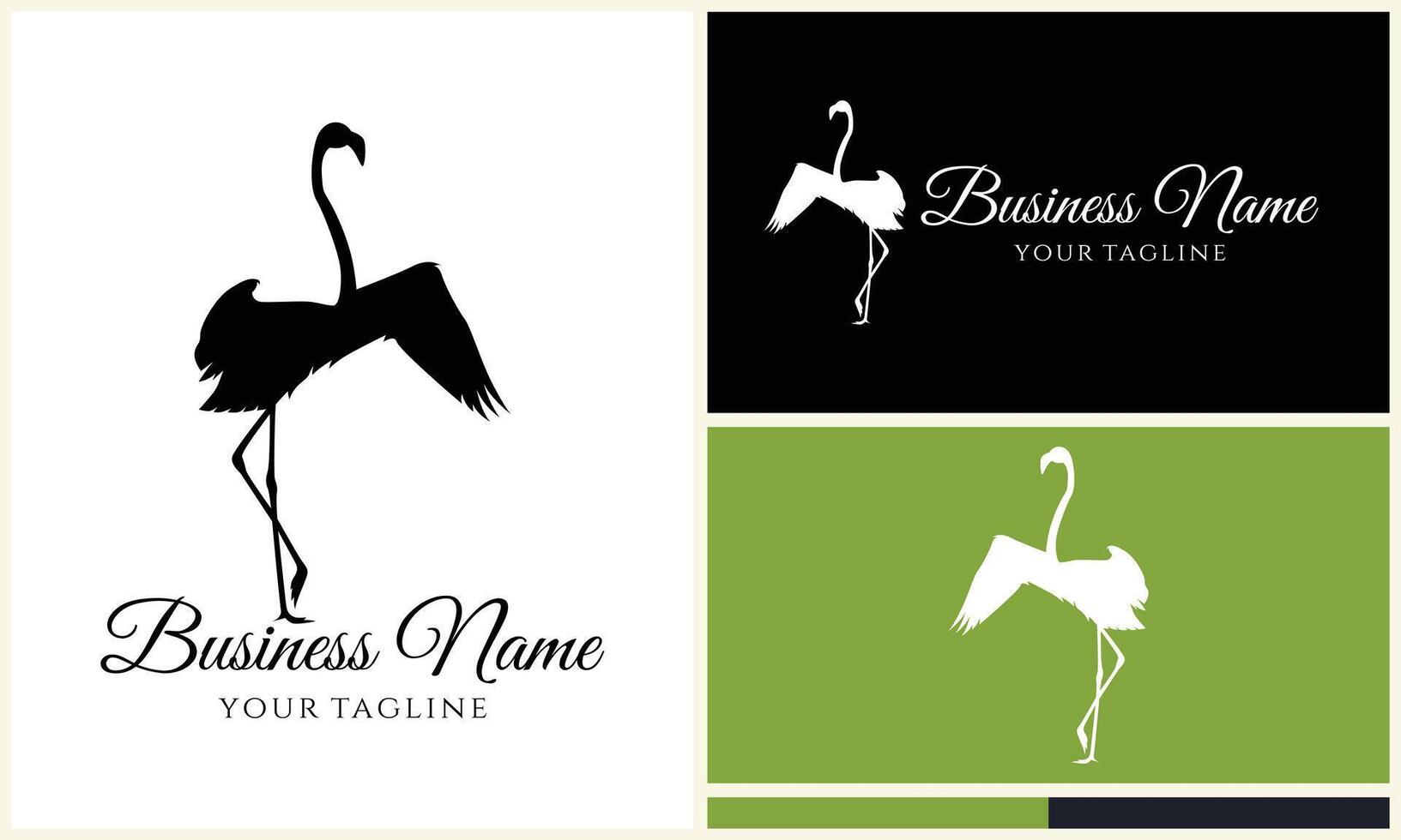 silhouet ooievaar flamingo logo sjabloon vector