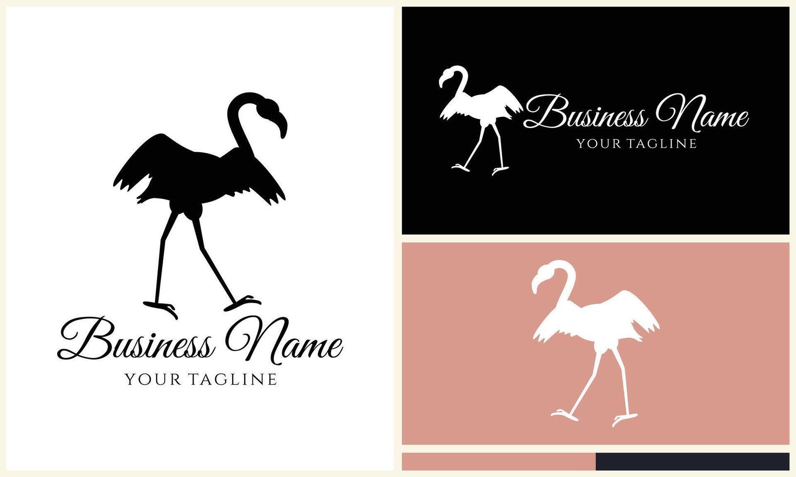 silhouet flamingo vector logo sjabloon