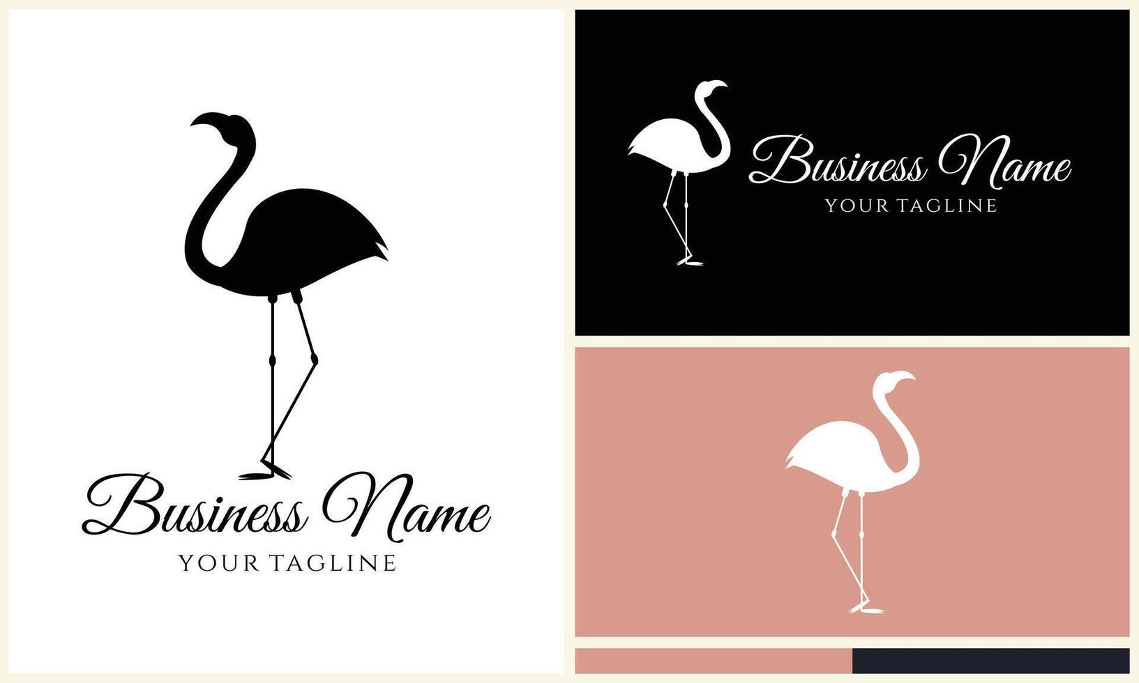 silhouet flamingo vector logo sjabloon