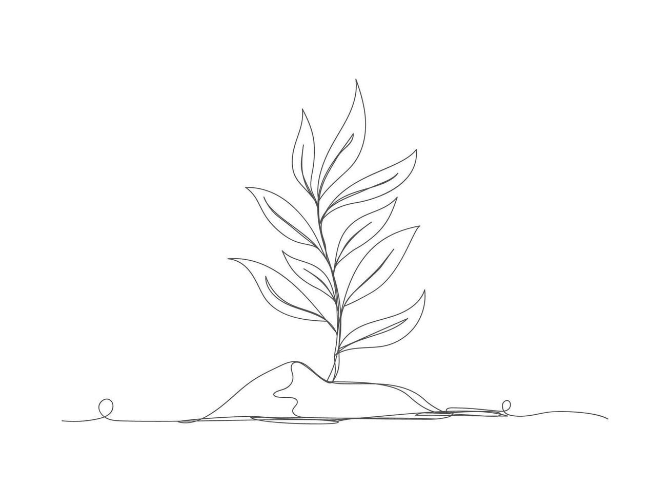 doorlopend een lijn tekening van groeit fabriek spruiten vector illustratie.