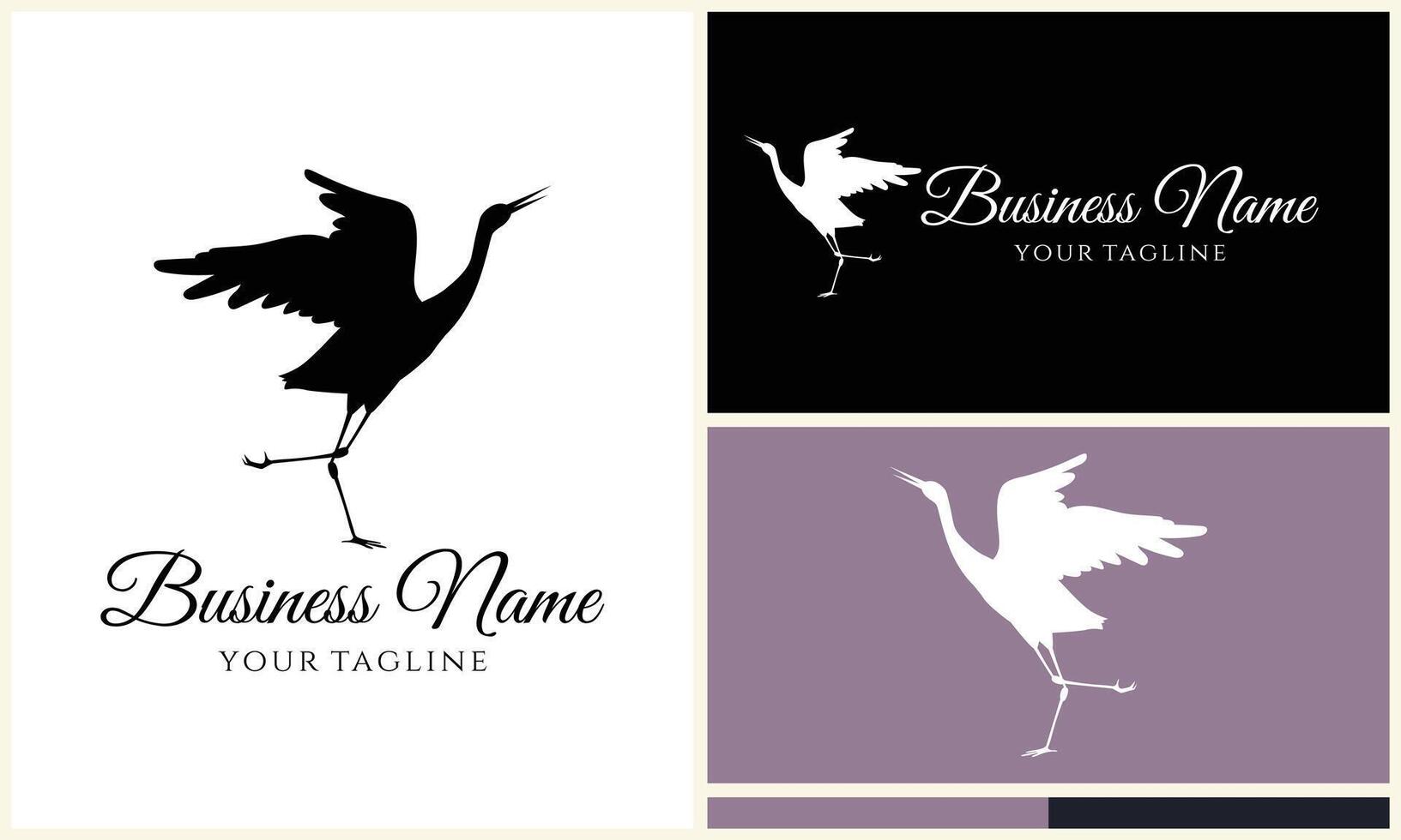 silhouet flamingo vector logo sjabloon