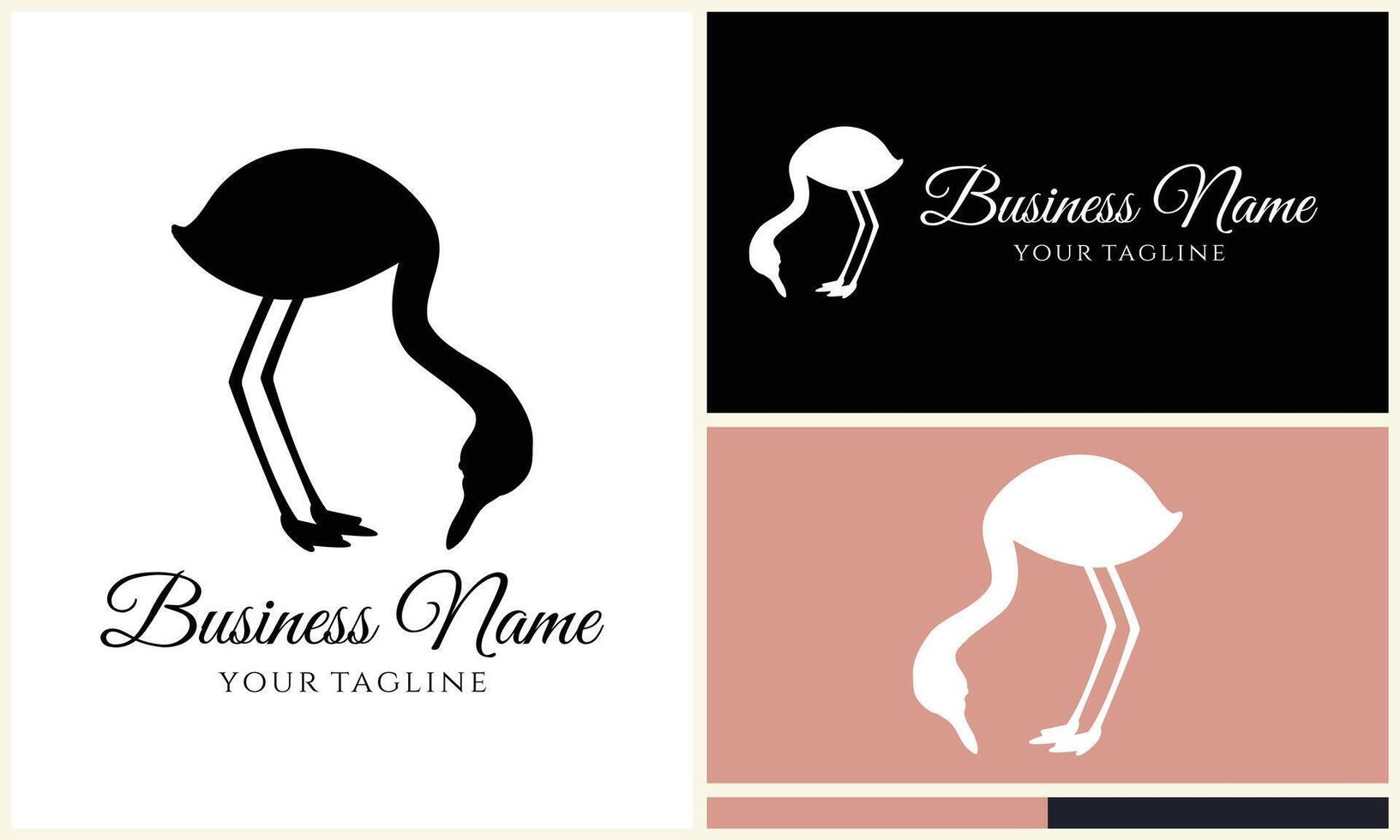 silhouet ooievaar flamingo logo sjabloon vector