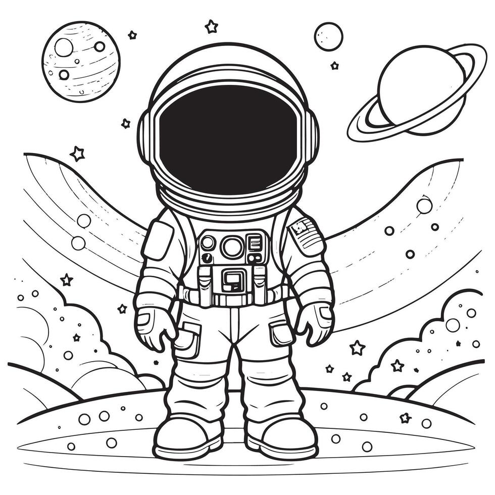 kinderen astronaut schets kleur bladzijde illustratie voor kinderen en volwassen vector