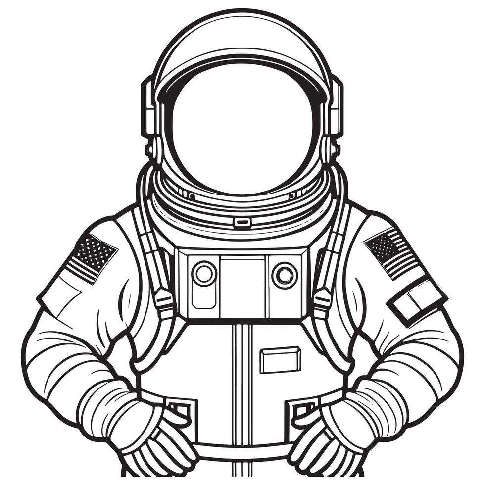 astronaut schets kleur bladzijde illustratie voor kinderen en volwassen vector