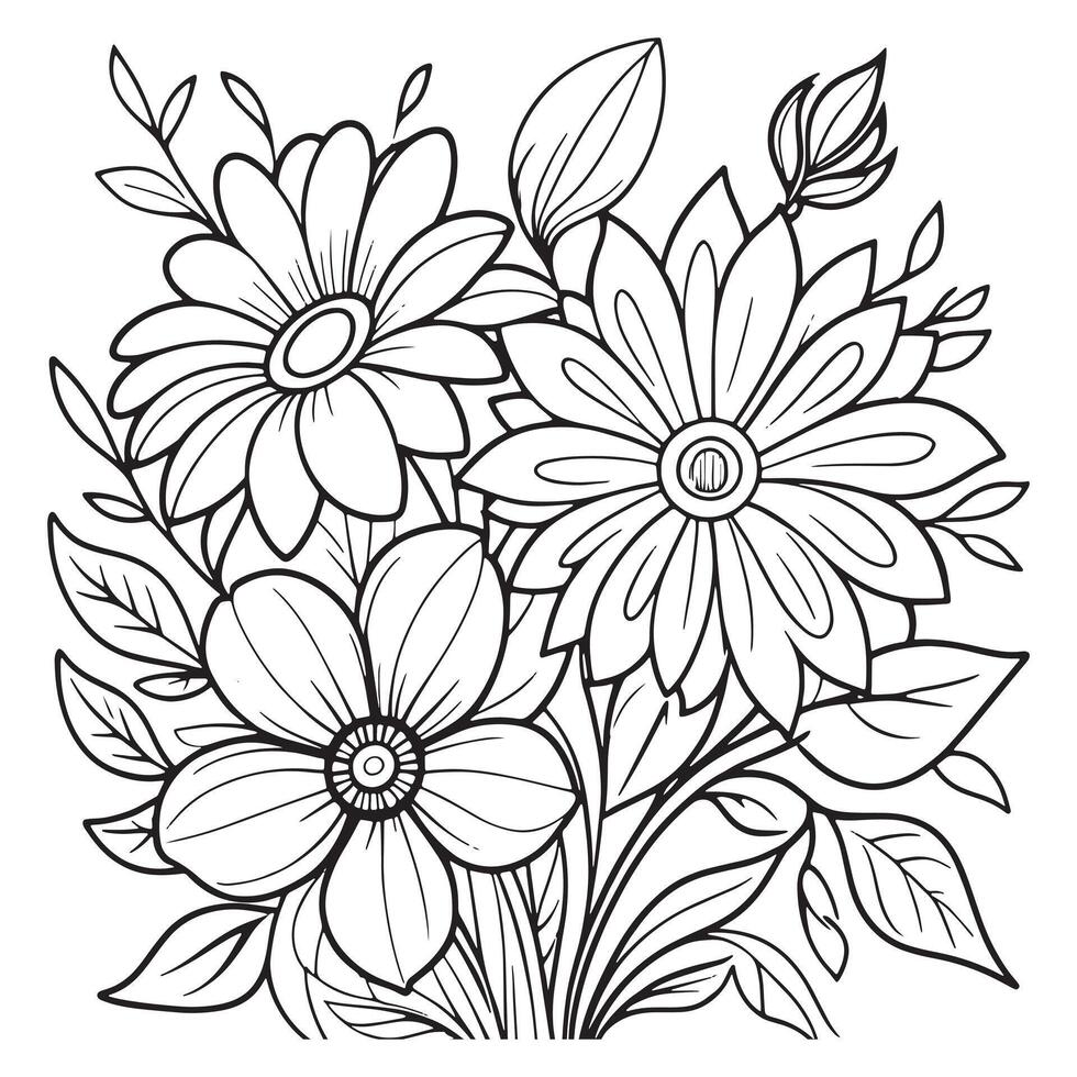 bloemen schets tekening kleur boek Pagina's voor kinderen en volwassenen vector