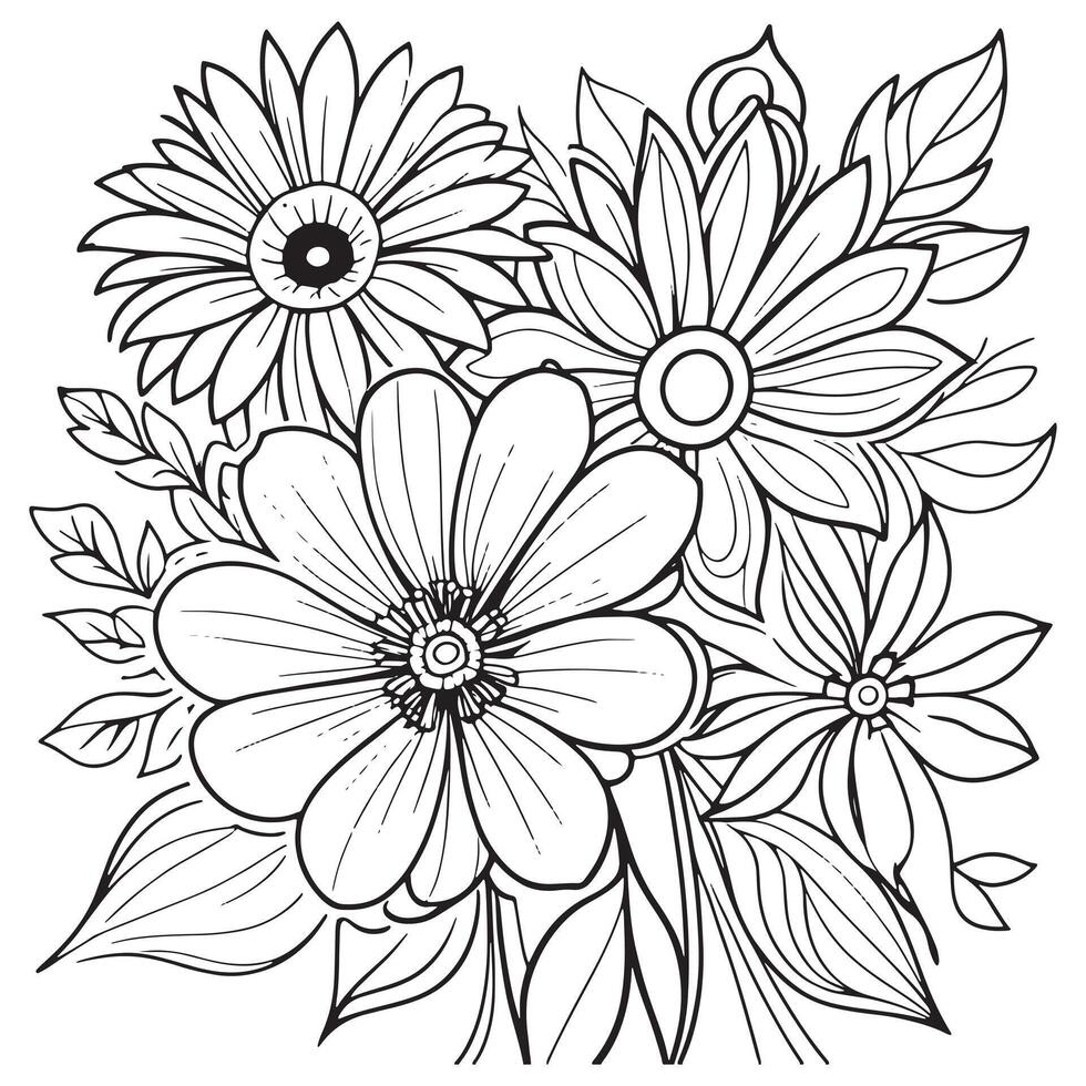 kinderen bloemen schets illustratie tekening kleur boek hand- getrokken vector