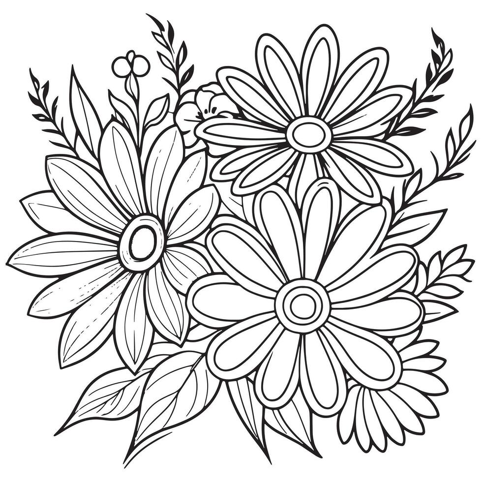 bloemen schets tekening kleur boek Pagina's voor kinderen en volwassenen vector