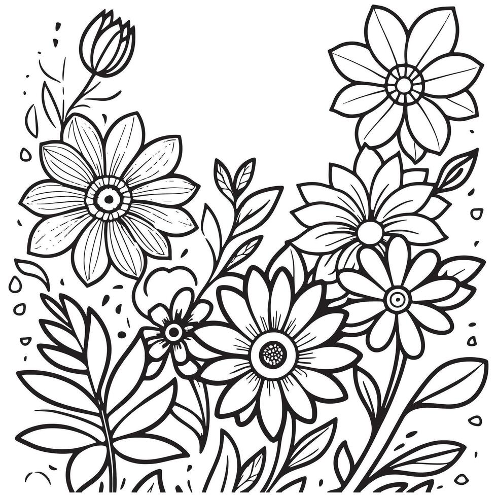 kinderen bloemen schets illustratie tekening kleur boek hand- getrokken vector