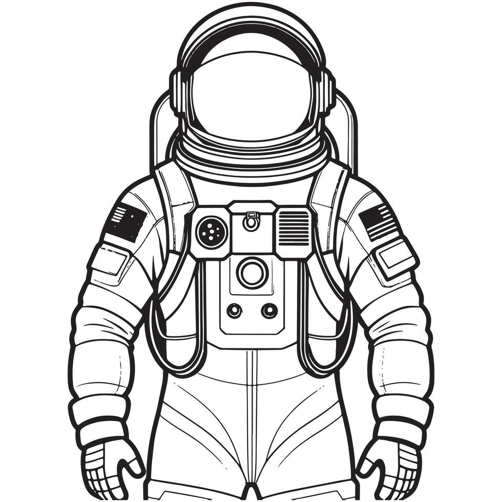 astronaut schets kleur bladzijde illustratie voor kinderen en volwassen vector