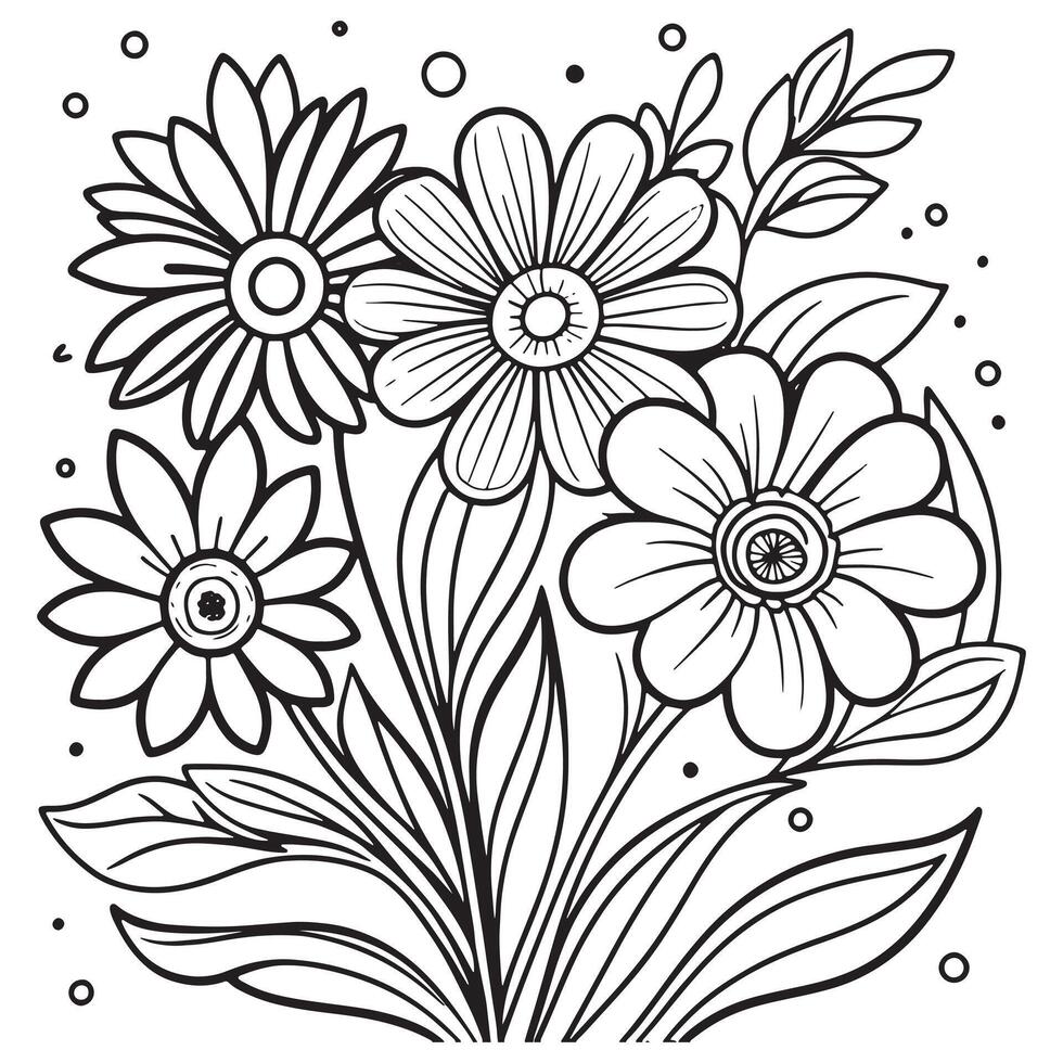 kinderen bloemen schets illustratie tekening kleur boek hand- getrokken vector