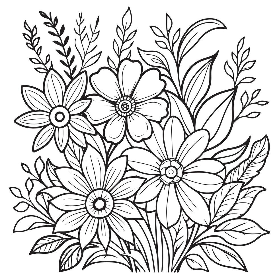 kinderen bloemen schets illustratie tekening kleur boek hand- getrokken vector