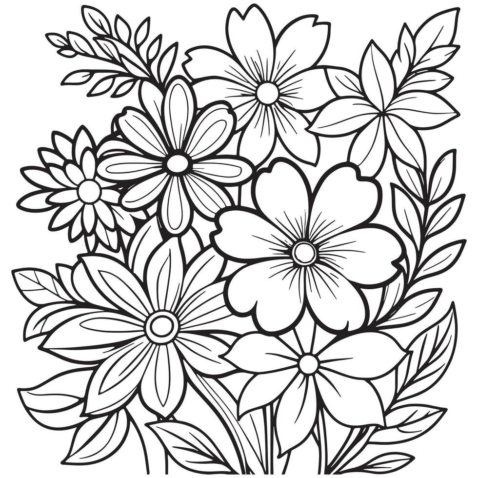 luxe bloemen schets tekening kleur boek Pagina's lijn kunst schetsen vector