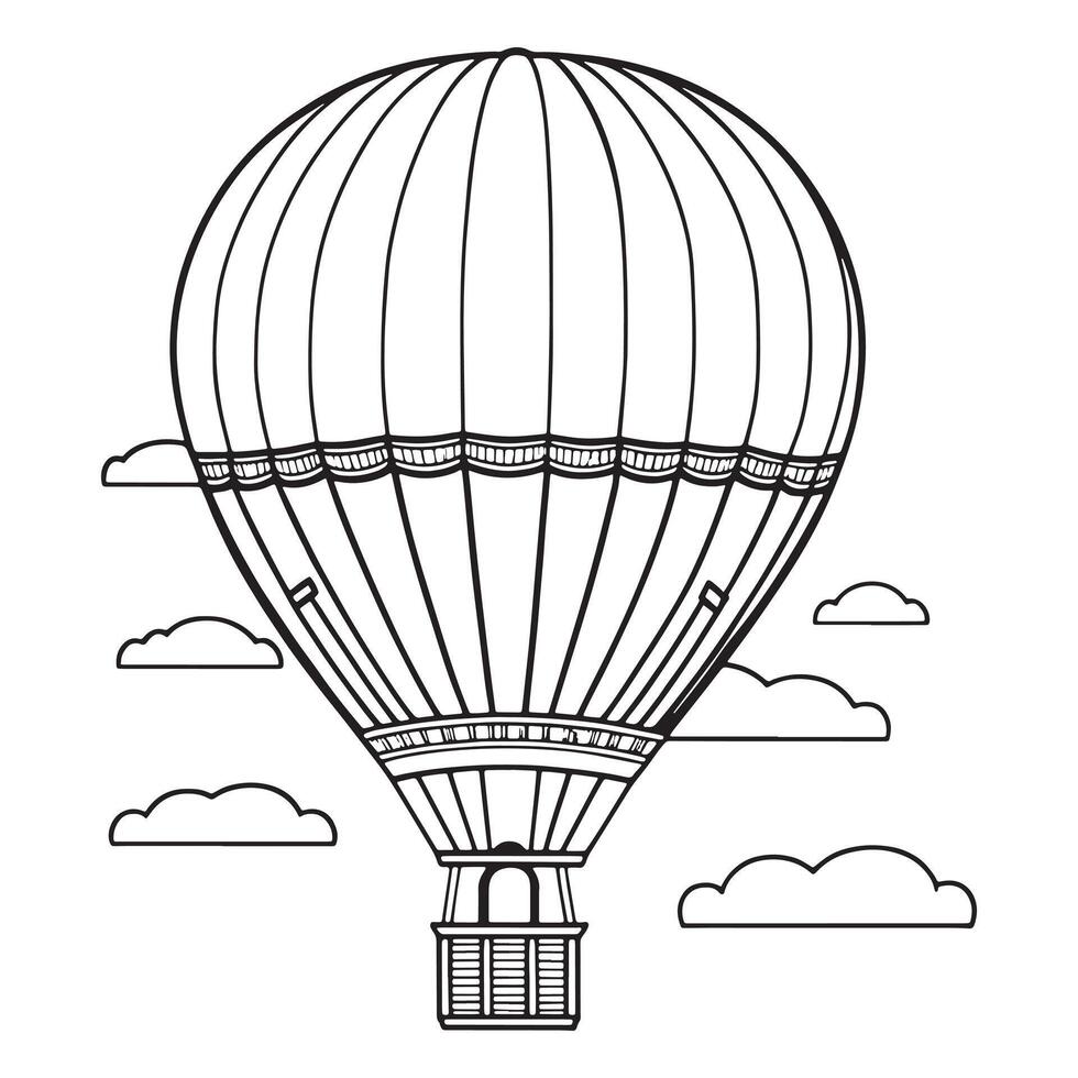 heet lucht ballon schets kleur bladzijde illustratie voor kinderen en volwassen vector