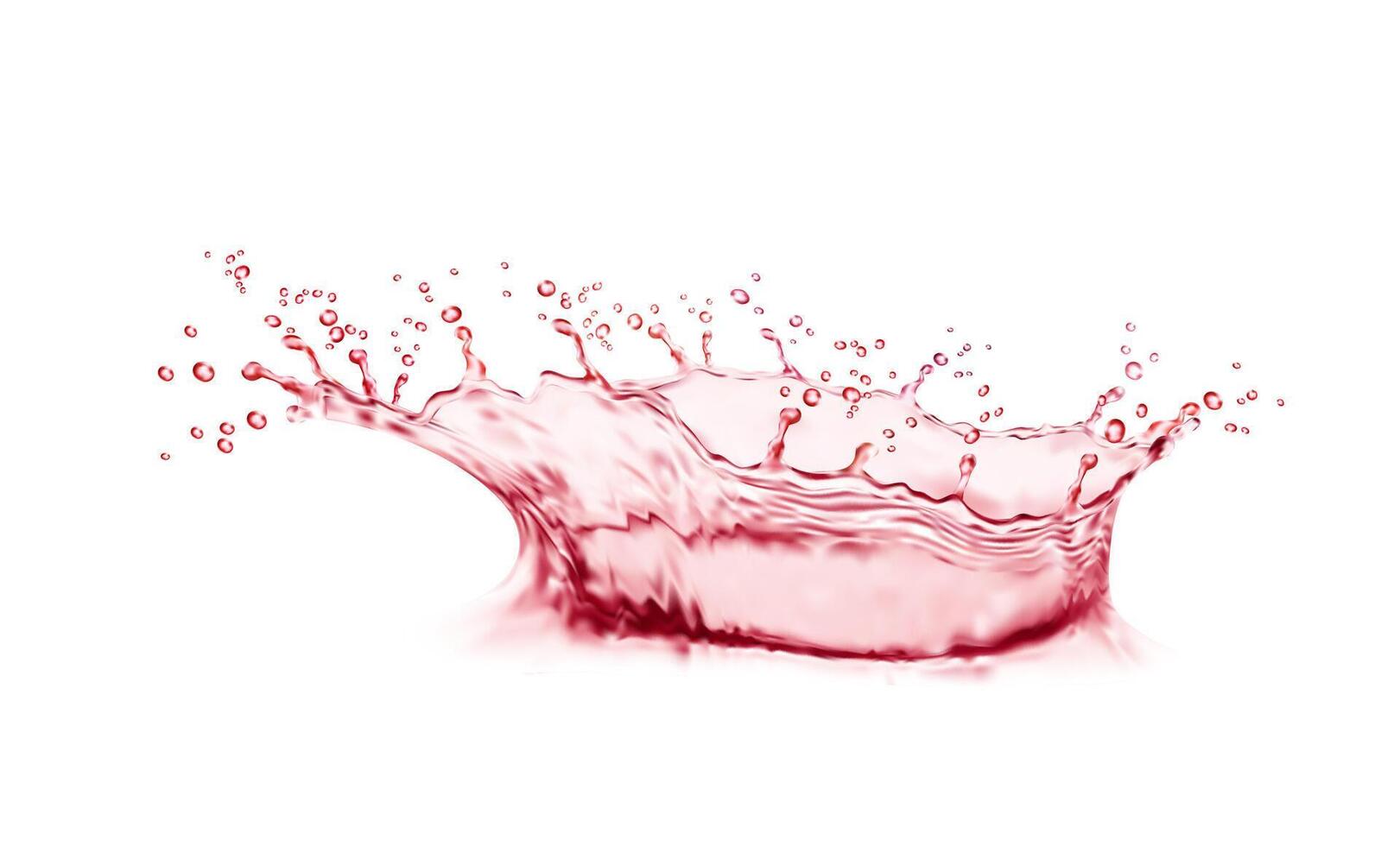 realistisch roze water corona plons, druppels geklater vector