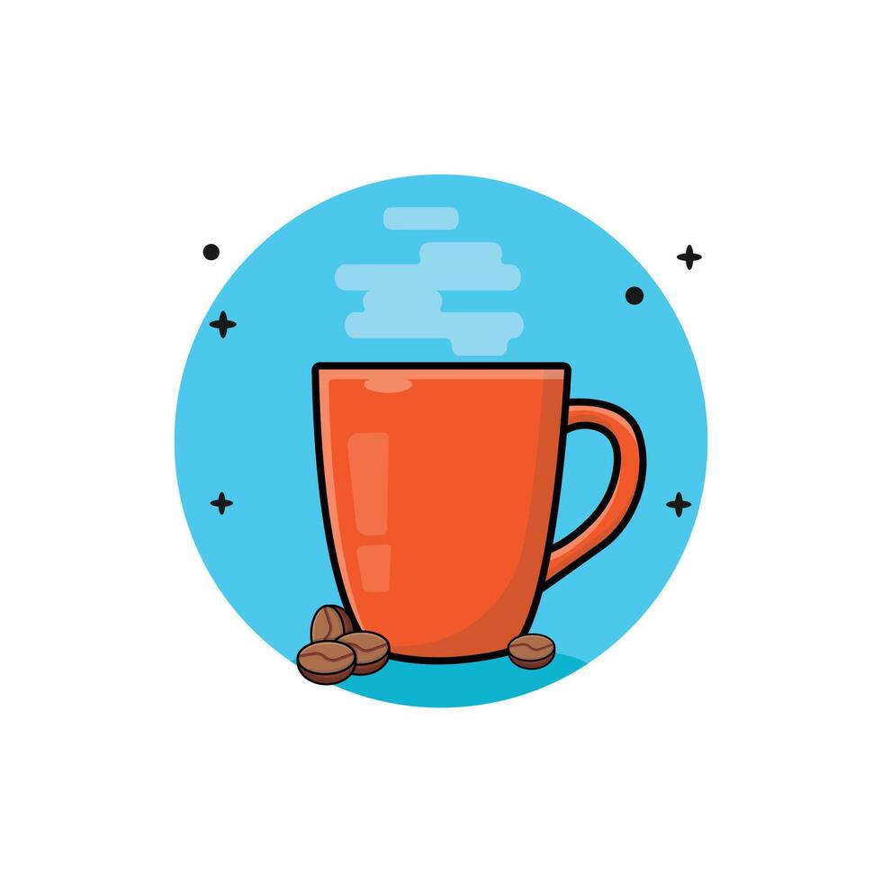 warm koffie kop en koffie Boon vector illustratie. koffie tijd concept