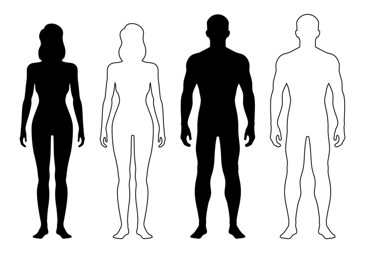 Mens en vrouw schets figuur menselijk lichaam silhouet vector