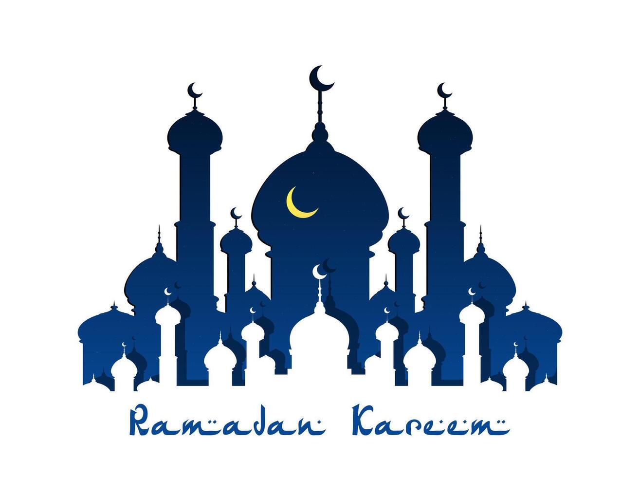 Ramadan kareem moslim moskee silhouet, halve maan vector