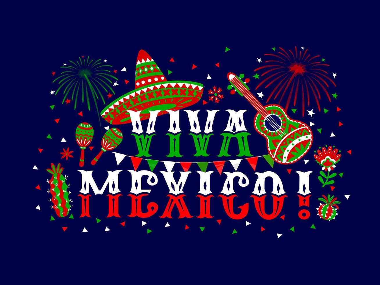 Mexicaans onafhankelijkheid dag banier, viva Mexico citaat vector