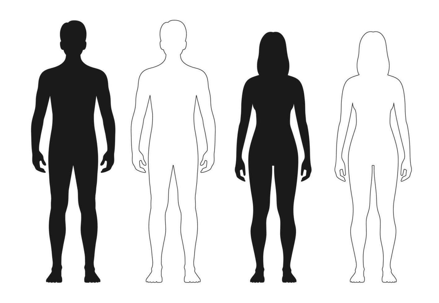 menselijk lichaam silhouet, Mens, vrouw schets figuur vector