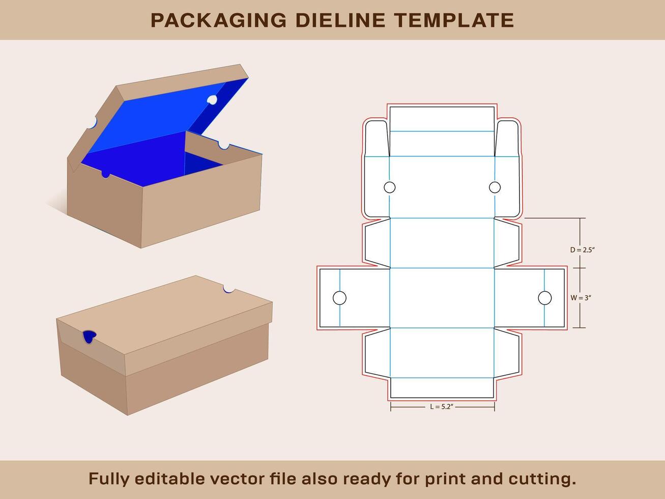 kinderen sneaker doos groot grootte 5,2x 3x2,5 inch dieline sjabloon vector