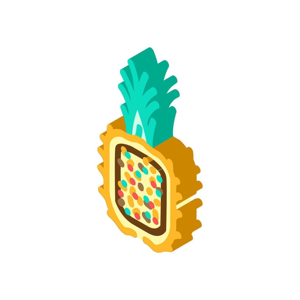 ananas gebakken rijst- Thais keuken isometrische icoon vector illustratie