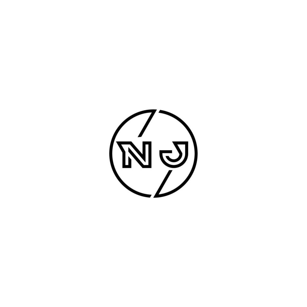 nj stoutmoedig lijn concept in cirkel eerste logo ontwerp in zwart geïsoleerd vector