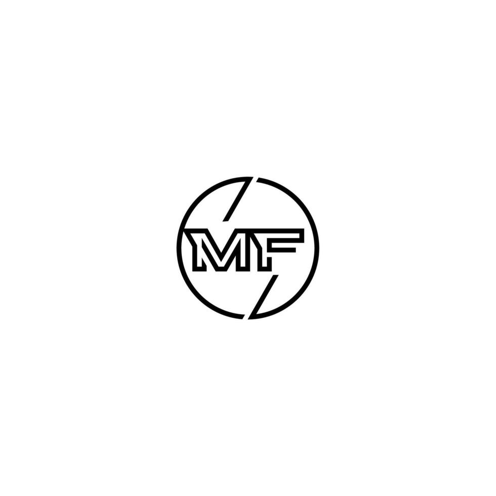 mf stoutmoedig lijn concept in cirkel eerste logo ontwerp in zwart geïsoleerd vector