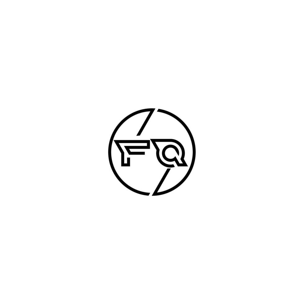 fq stoutmoedig lijn concept in cirkel eerste logo ontwerp in zwart geïsoleerd vector