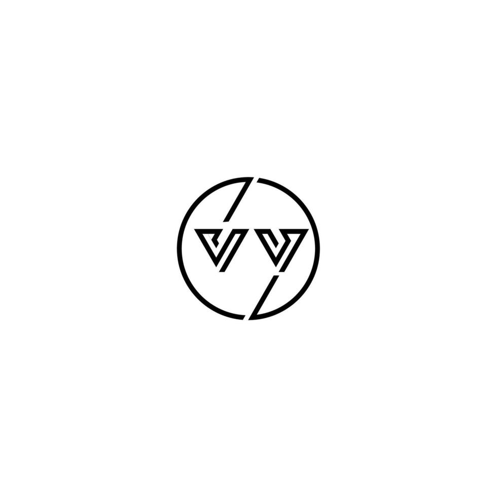vv stoutmoedig lijn concept in cirkel eerste logo ontwerp in zwart geïsoleerd vector