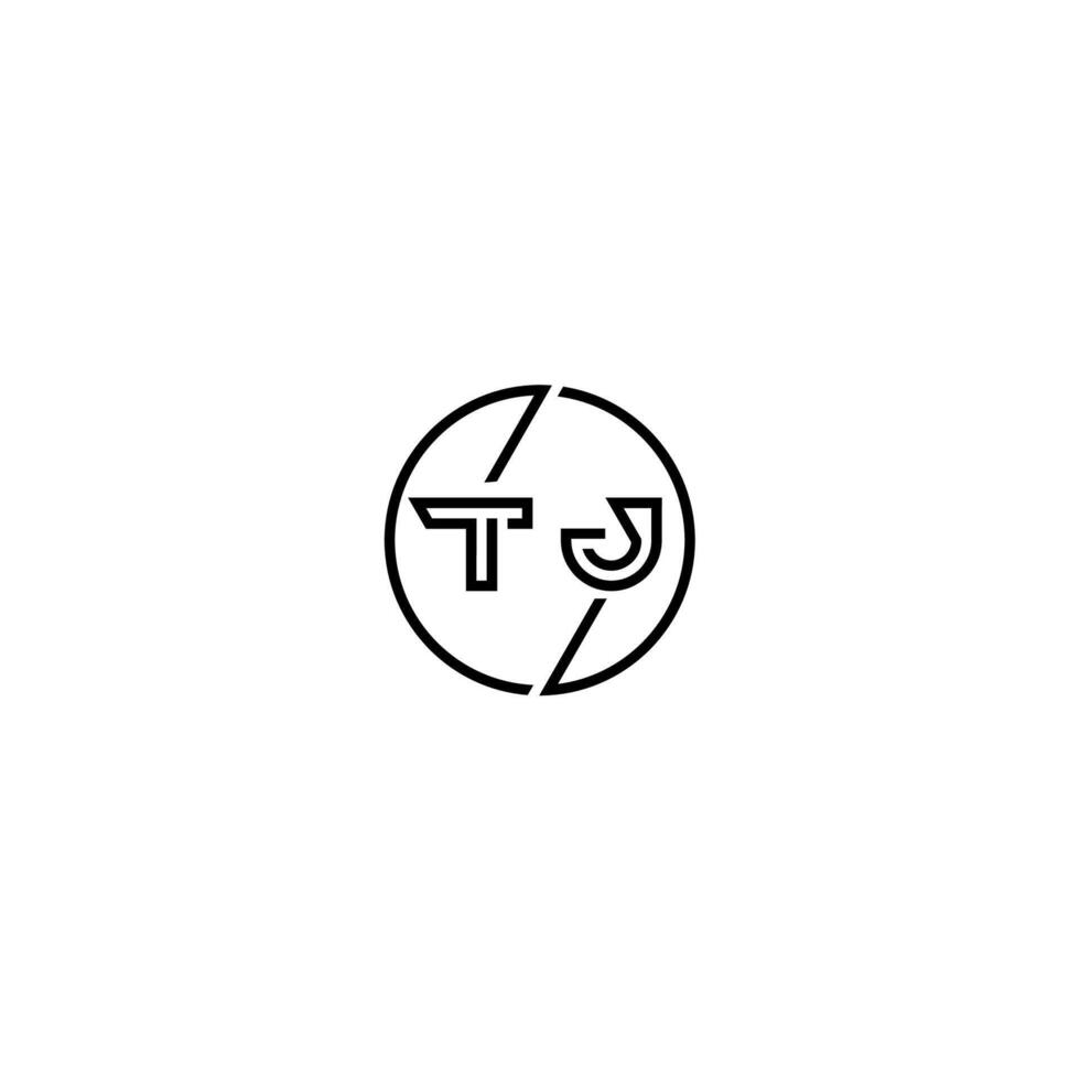 tj stoutmoedig lijn concept in cirkel eerste logo ontwerp in zwart geïsoleerd vector