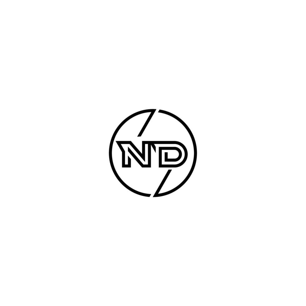 nd stoutmoedig lijn concept in cirkel eerste logo ontwerp in zwart geïsoleerd vector