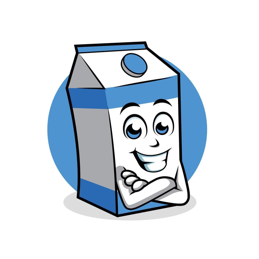 melk karton doos tekenfilm karakter kruis arm gelukkig mascotte vector illustratie clip art