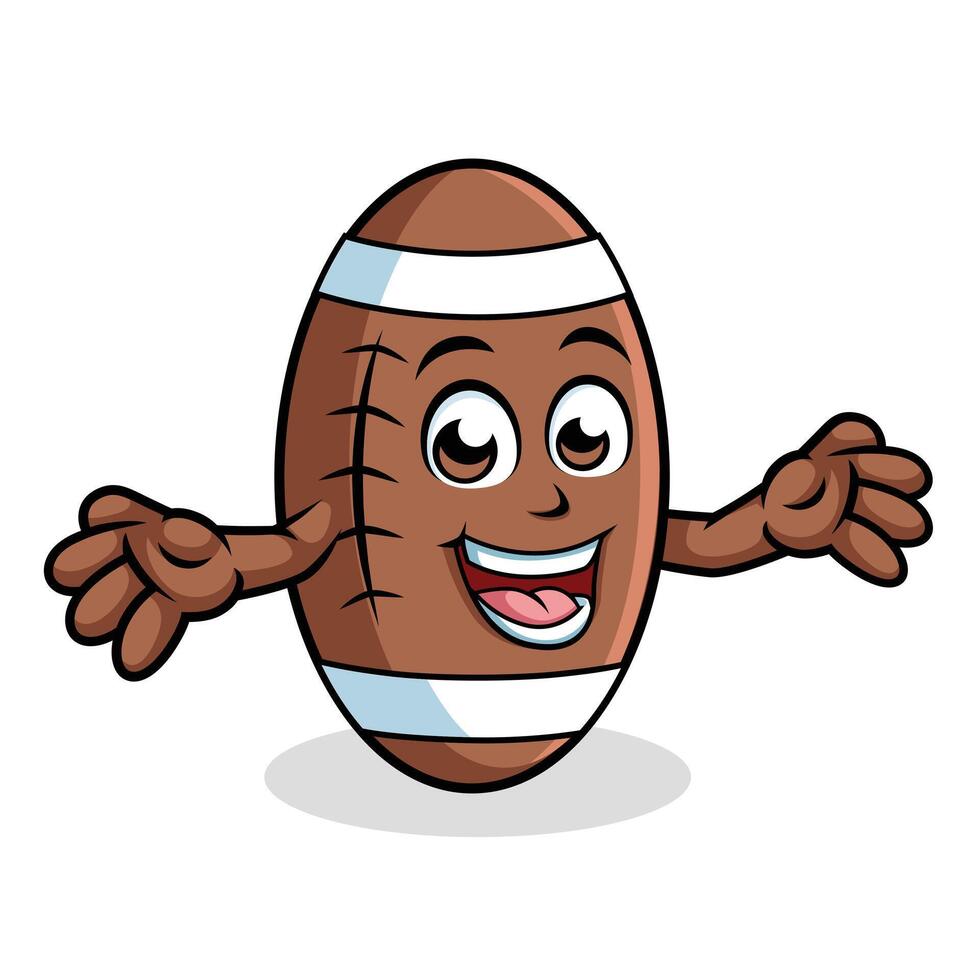 rugby bal tekenfilm karakter verrassend houding gelukkig mascotte vector illustratie clip art