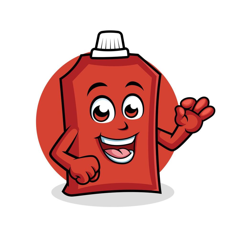 ketchup tekenfilm karakter tonen OK teken gelukkig mascotte vector illustratie clip art
