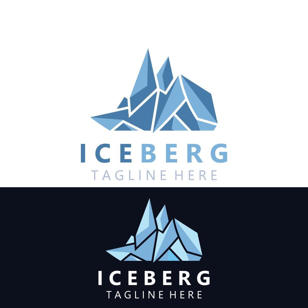 ijsberg logo ontwerp, gemakkelijk ijs berg landschap sjabloon vector illustratie