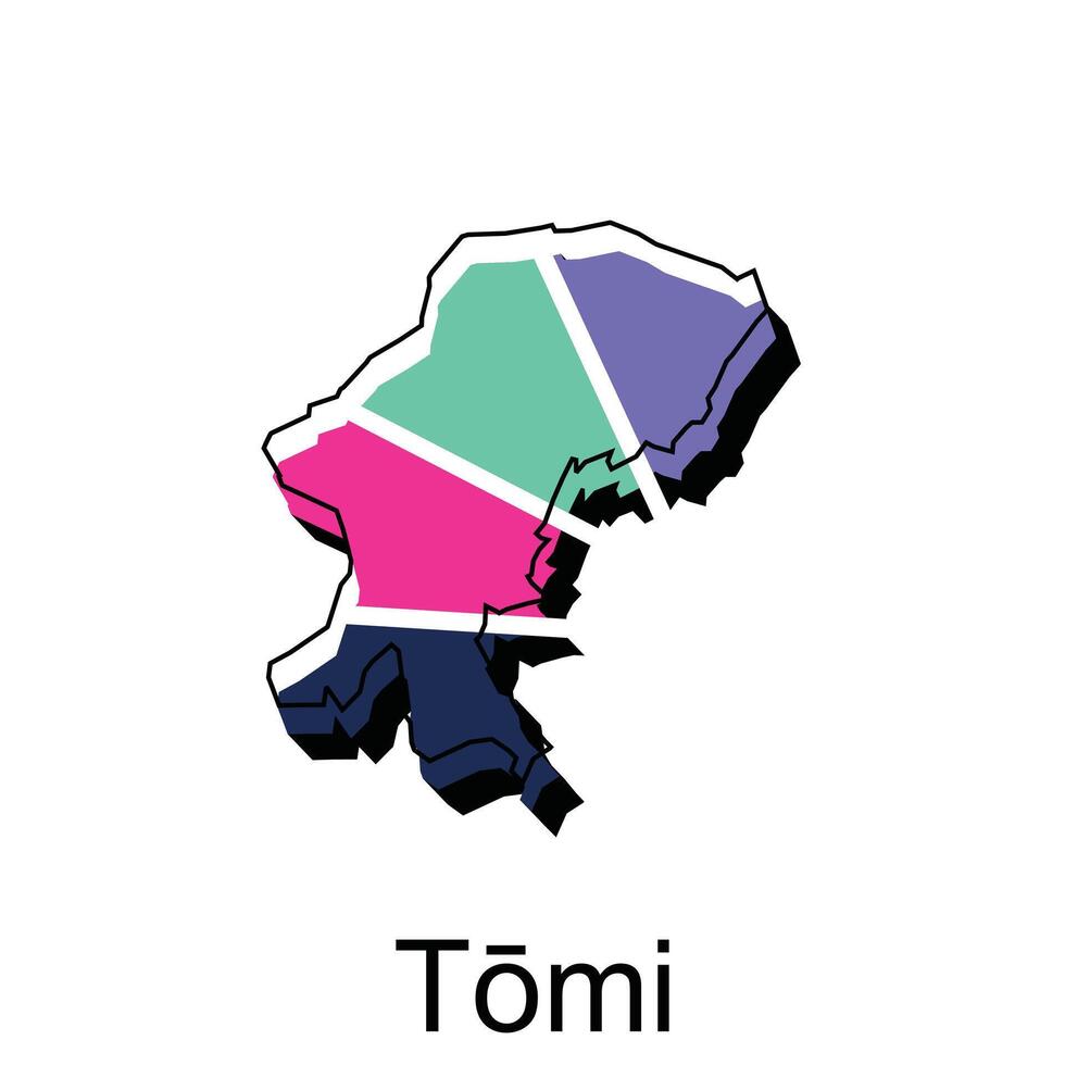 kaart Japan land met stad van Tomi, logo ontwerp schets sjabloon voor uw bedrijf vector