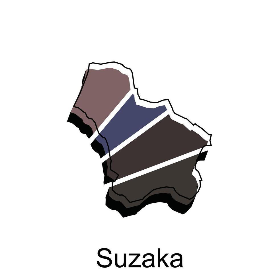 meetkundig stijl kleur kaart stad van suzaka, geschikt voor uw bedrijf vector