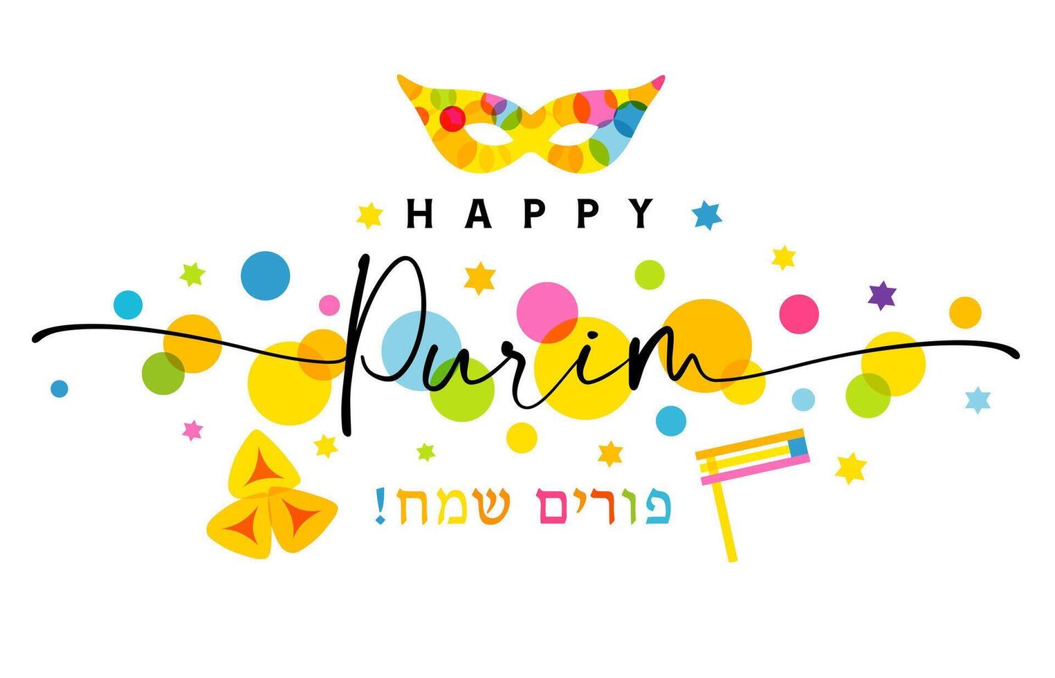 gelukkig Purim kleurrijk groeten kaart vector
