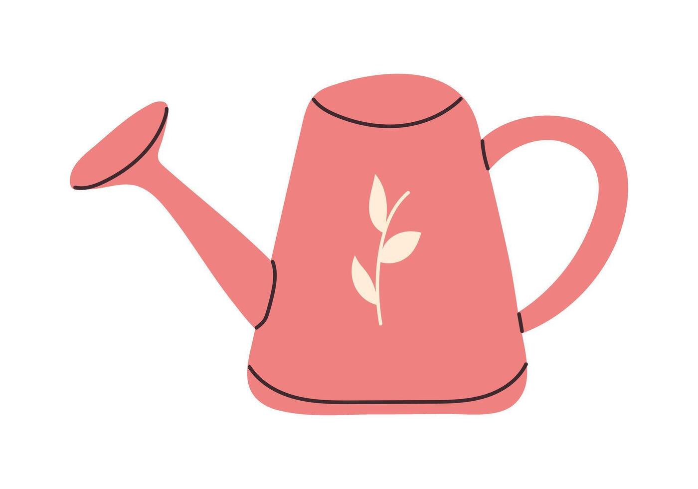 hand- getrokken roze gieter kan geïsoleerd Aan transparant achtergrond. tekening tuinieren gereedschap voor zorg bloemen. minimalistische vector ontwerp voor decoratie affiches, spandoeken.
